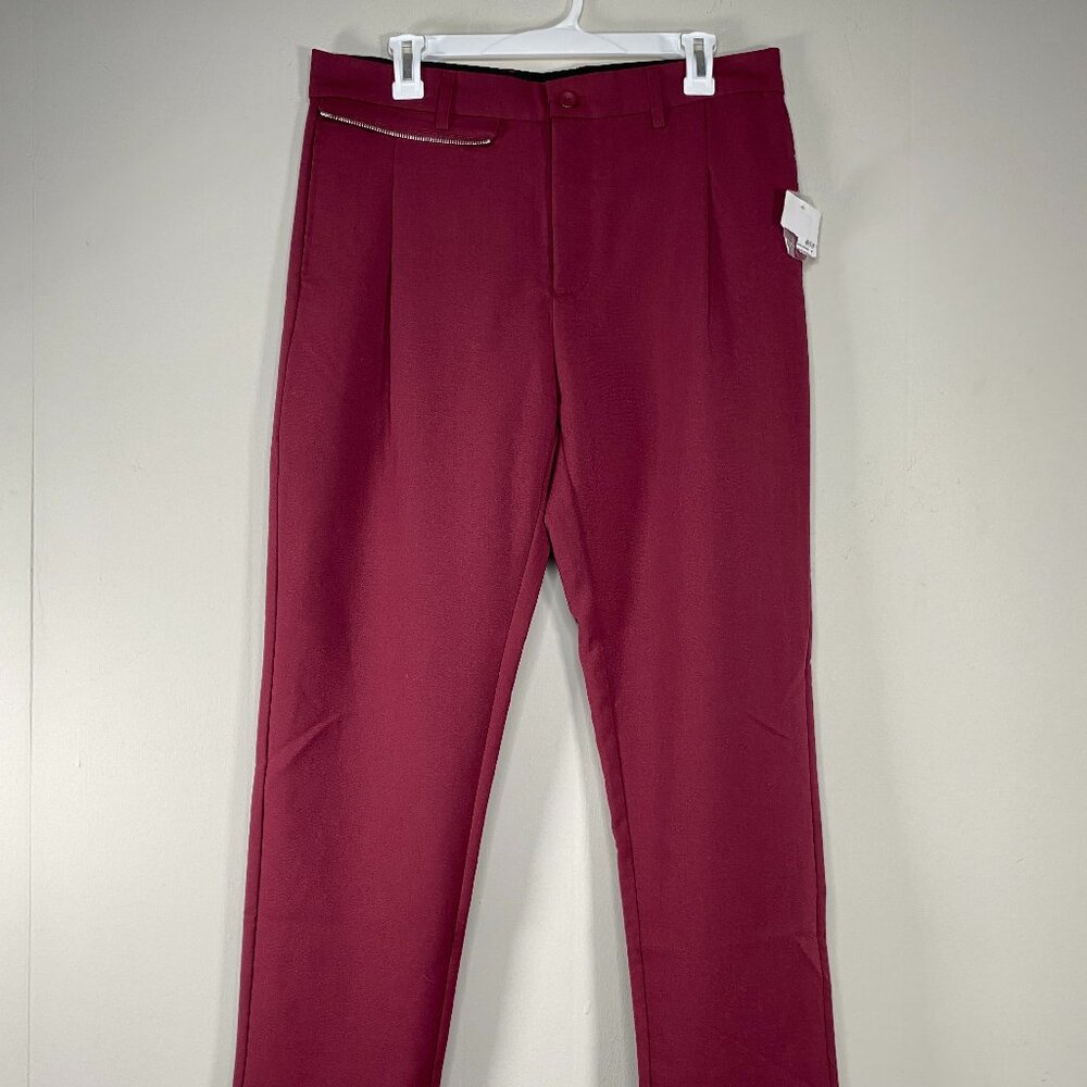 Forever 21 Pleated Pants Men's 32 x 29 Mid Rise Burgundy Casual NWOT